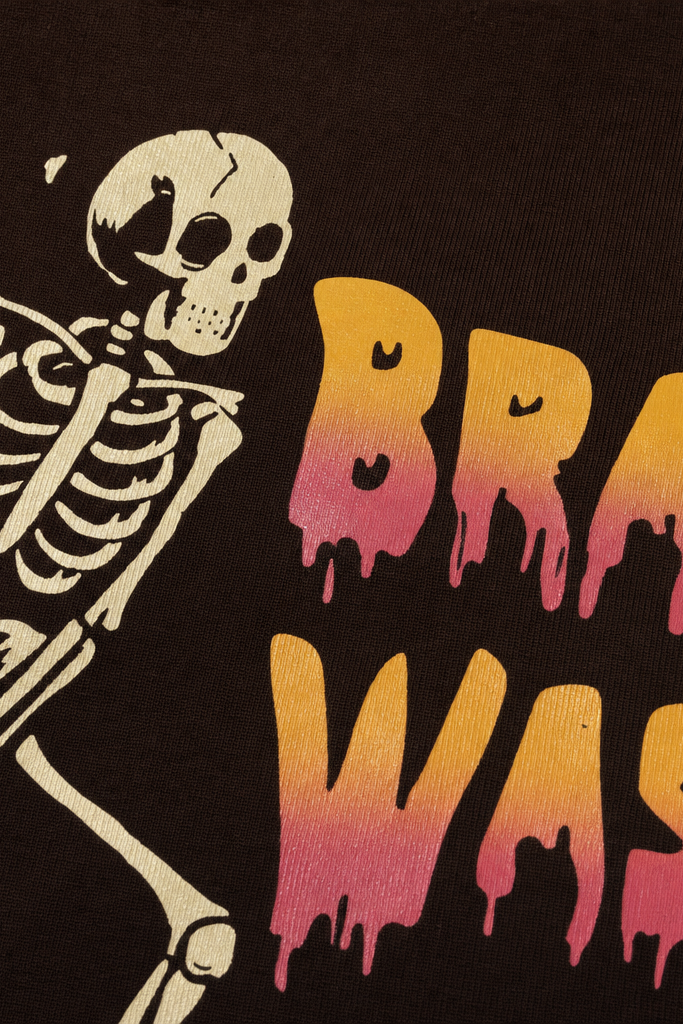Close-up fabric detail - Voyd Bad Brains Brown t-shirt