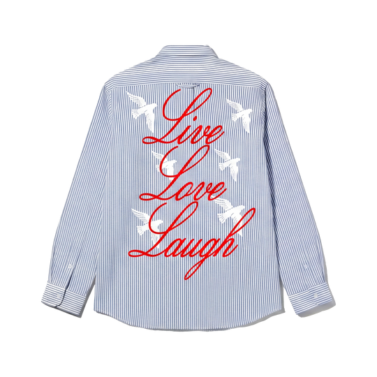 Voyd Love Laugh Blue Stripe Shirt