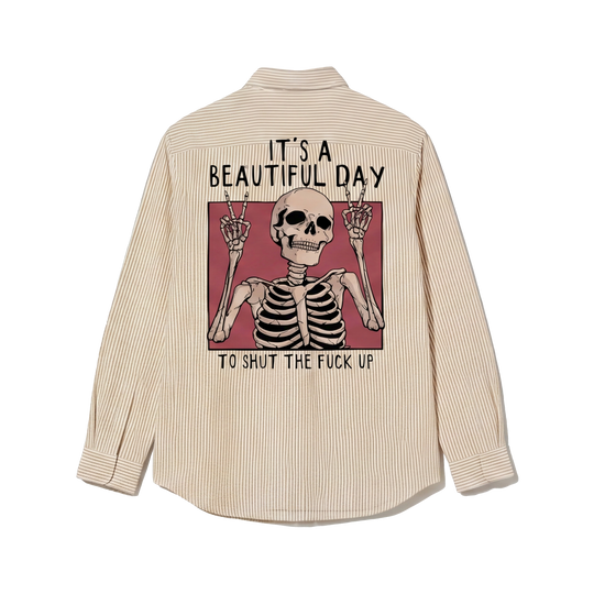 Voyd it's a Beautiful Day Beige Stripe Shirt