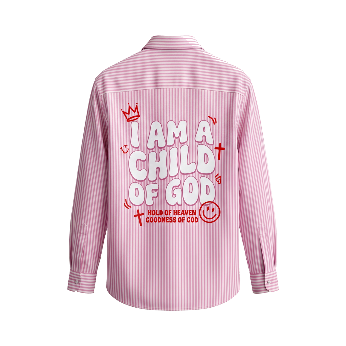 Voyd I am a Child of God Pink Stripe Shirt