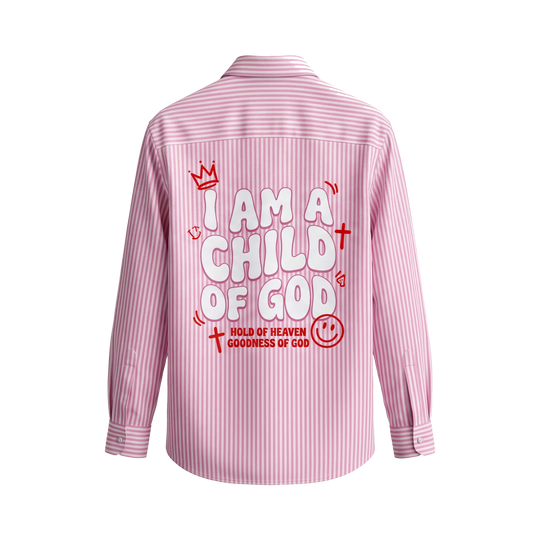 Voyd I am a Child of God Pink Stripe Shirt