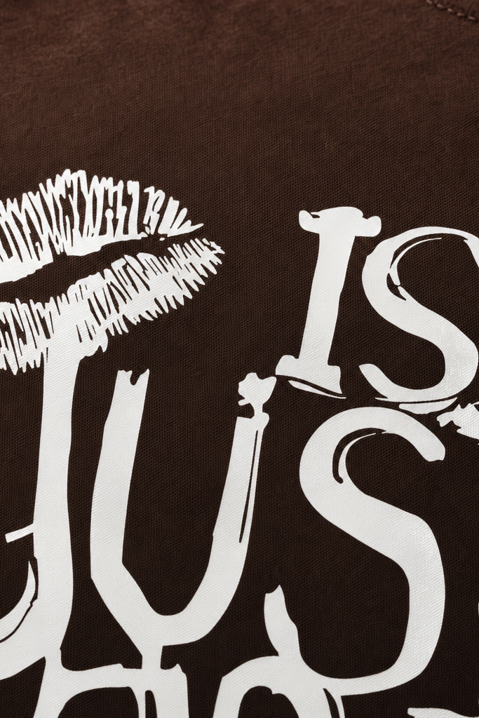 Close-up fabric detail - Voyd Design Drip Brown T-shirt