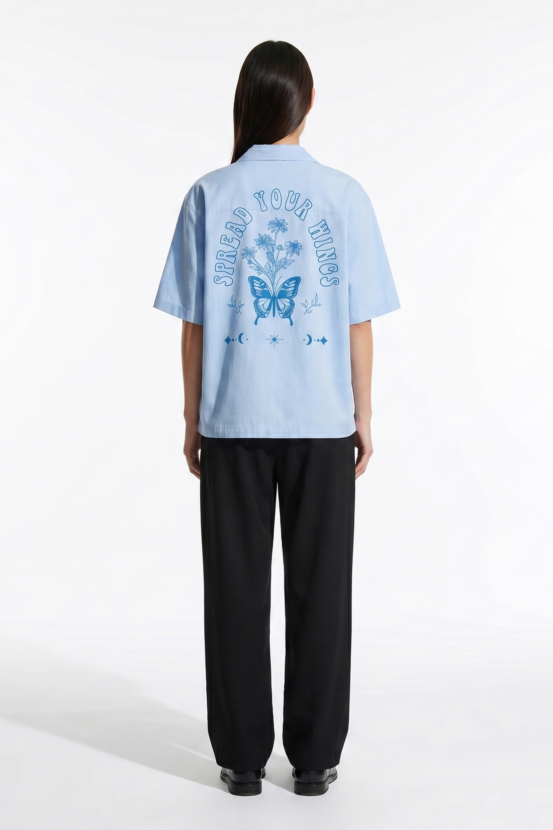 Void Blue Butterfly Ice Blue Bowling Shirt