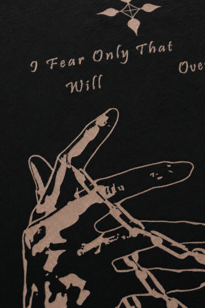 Close-up fabric detail - Voyd Heart in Chains Black T-shirt
