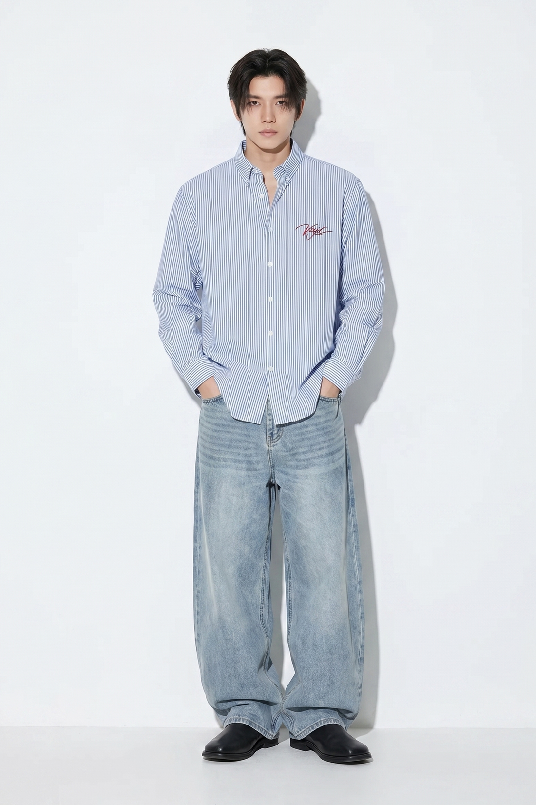 Voyd it's a Beautiful Day Blue Stripe Shirt