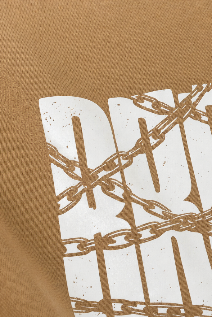 Close-up fabric detail - Voyd Soft Break Beige T-shirt