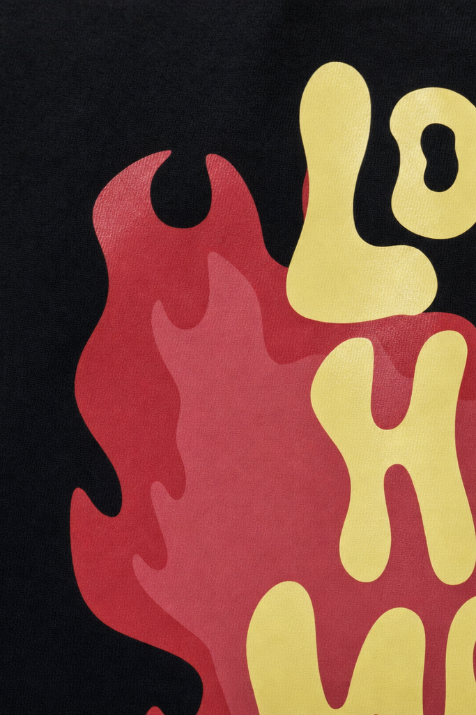 Close-up fabric detail - Voyd Love Disorder  Black T-shirt