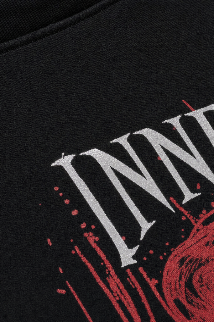 Close-up fabric detail - Voyd Inner Violence Black T-shirt