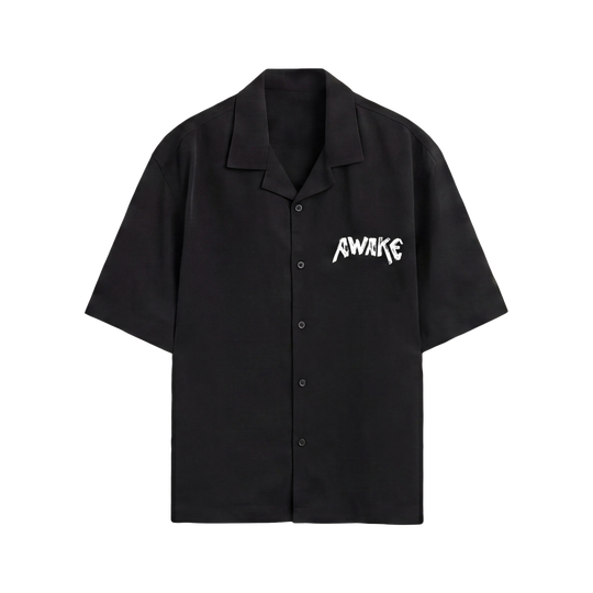 Void The Awake Pattern Black Bowling Shirt
