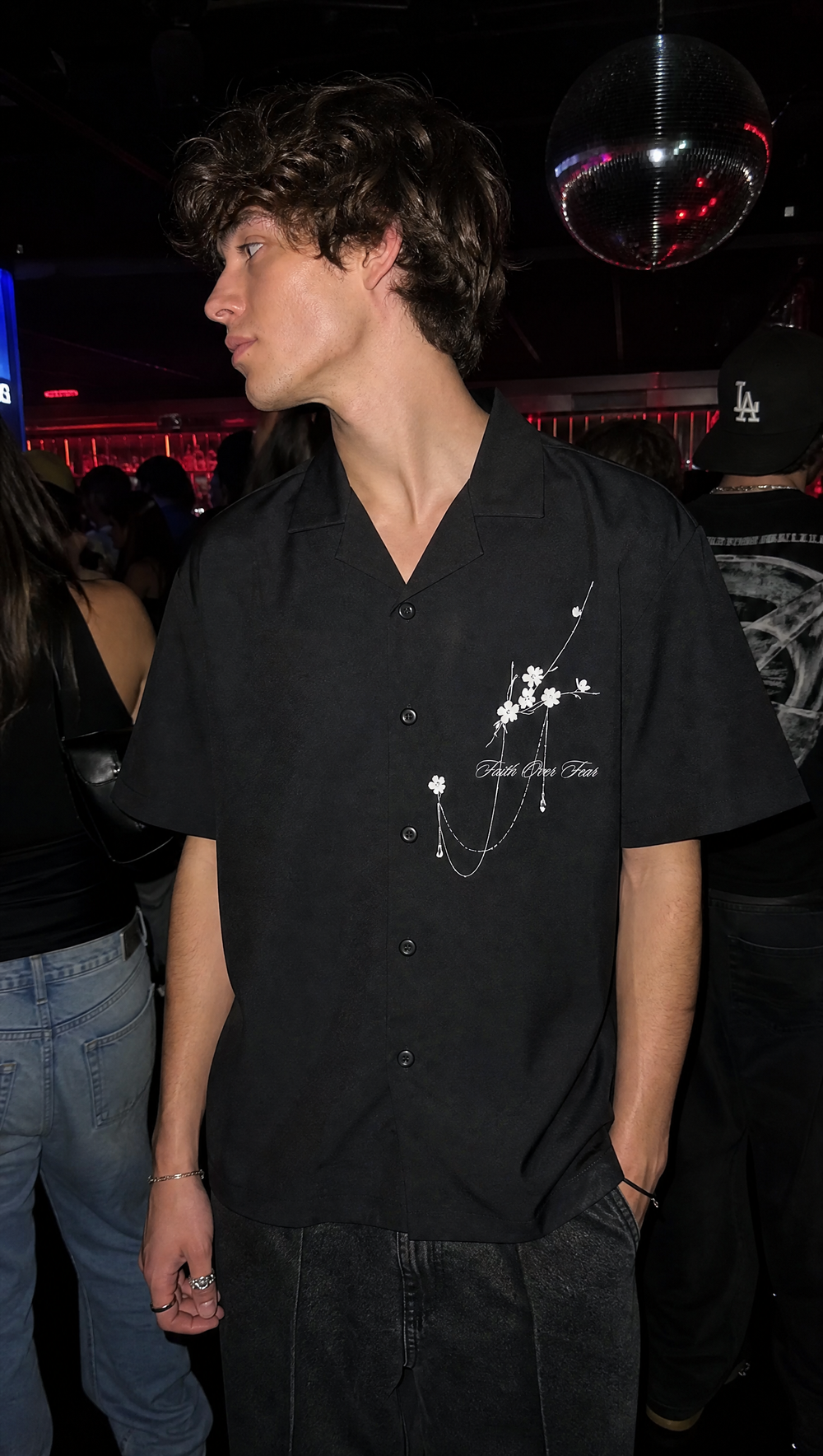 Void Bloom Club  Black Bowling Shirt