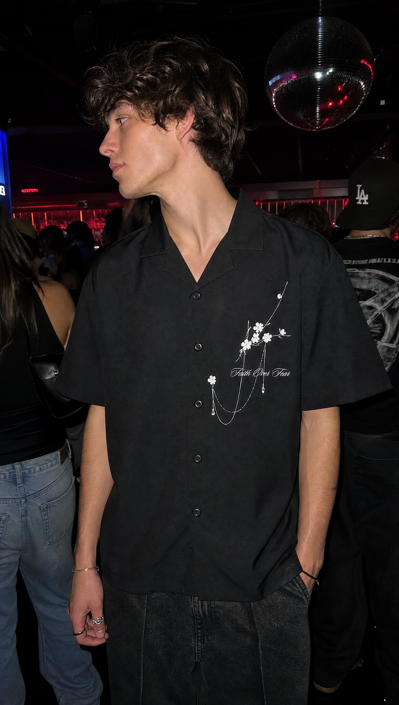 Void Bloom Club  Black Bowling Shirt