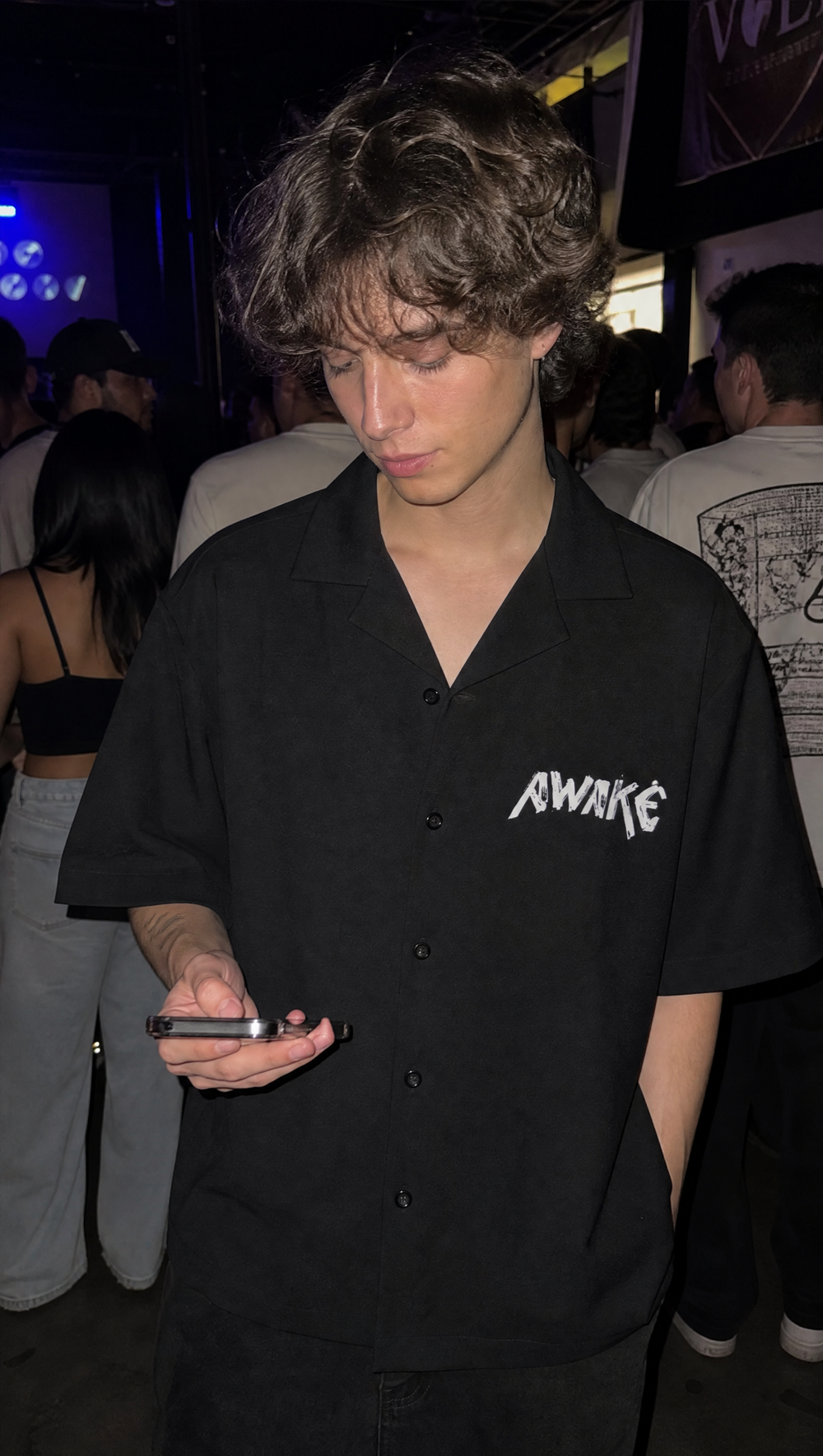 Void The Awake Pattern Black Bowling Shirt