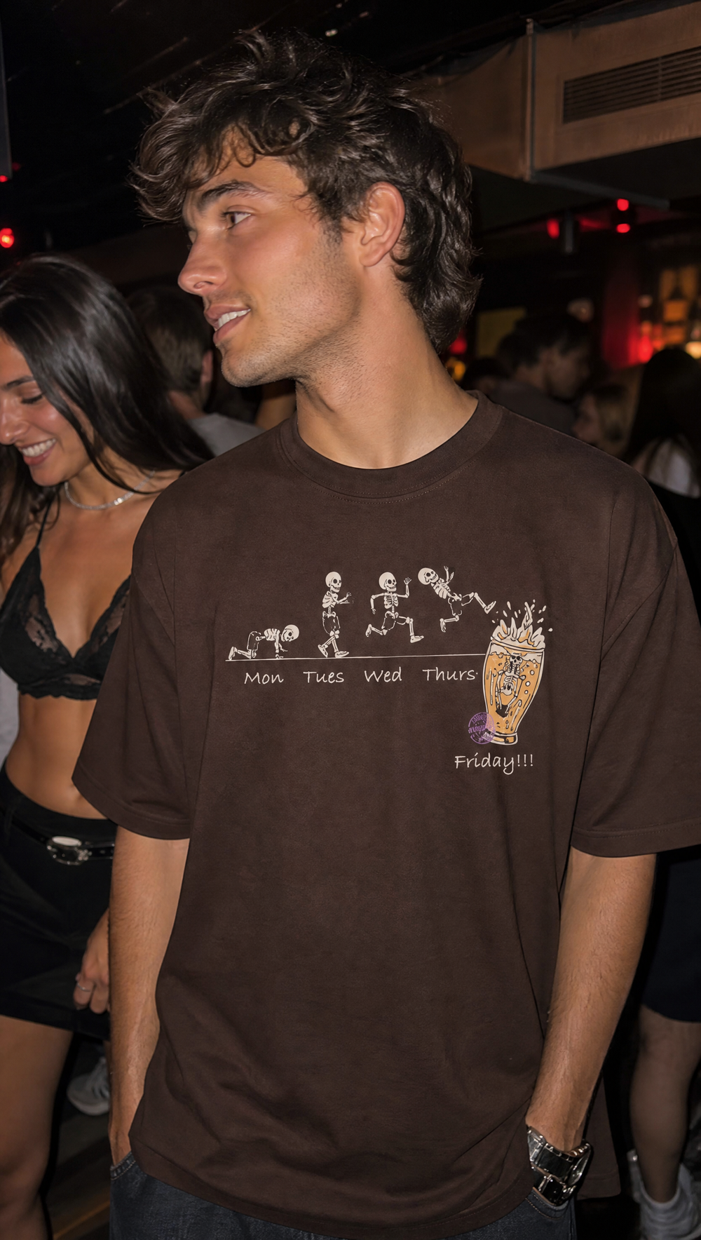Voyd Skeleton Cheers Brown t-shirt