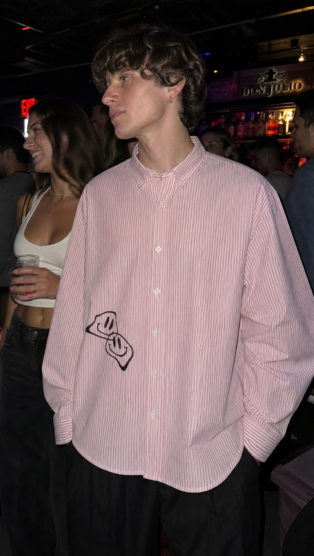 Voyd I don't get close Pink Stripe Shirt