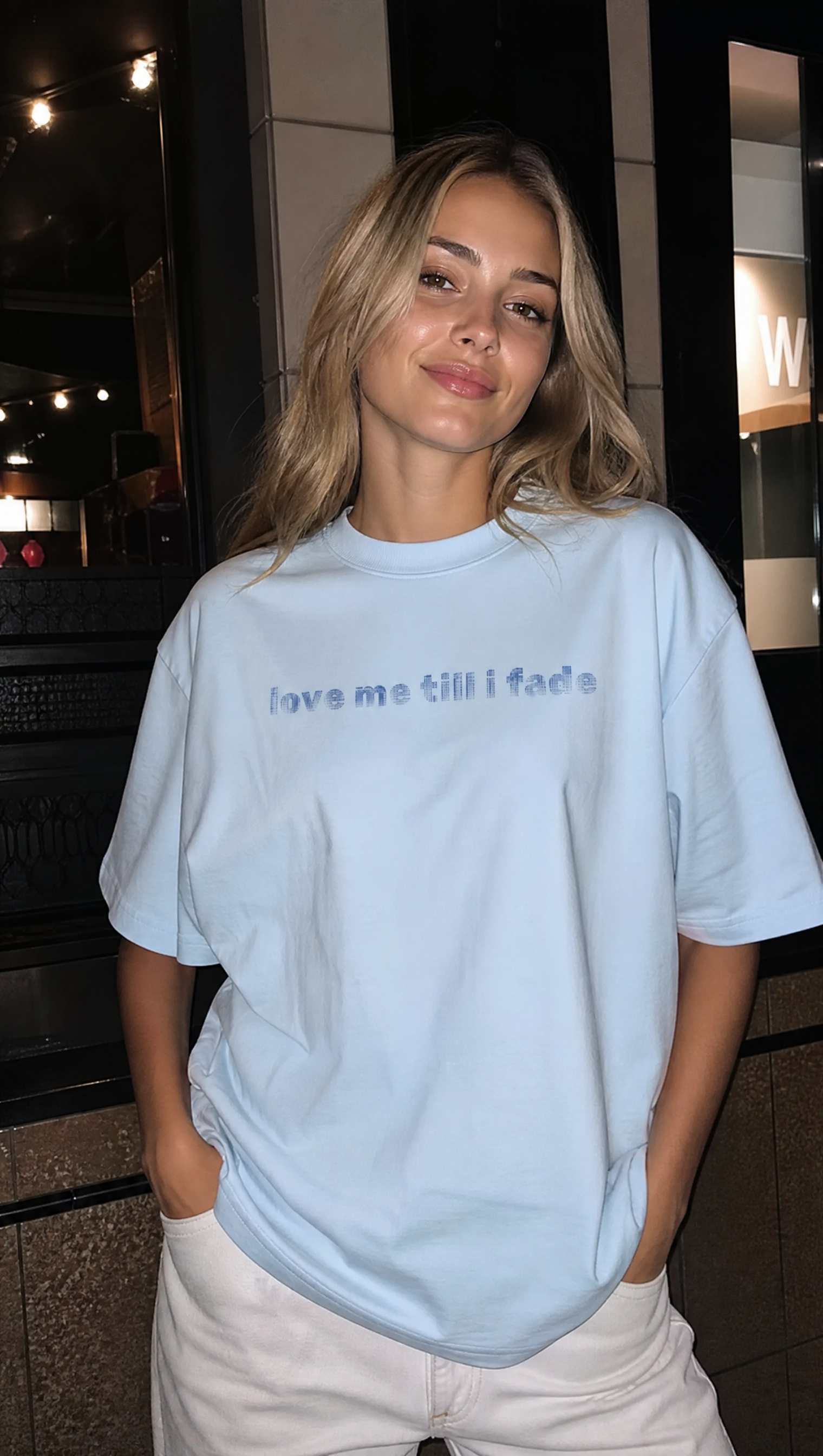 LOVE ME TILL I FADE VOYD LIGHT BLUE T-SHIRT