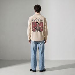 Voyd it's a Beautiful Day Beige Stripe Shirt