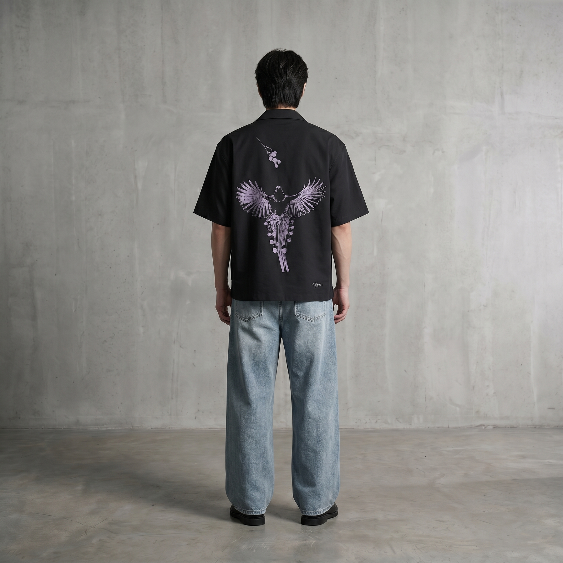 Void Obsidian Wings black Bowling Shirt