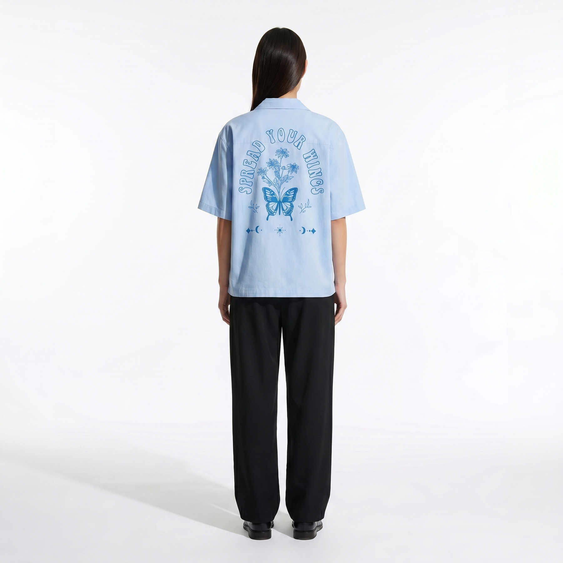 Void Blue Butterfly Ice Blue Bowling Shirt