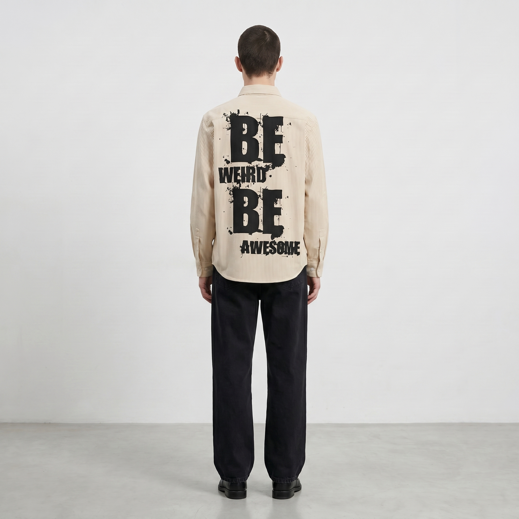 Voyd Be Weird Beige Stripe Shirt