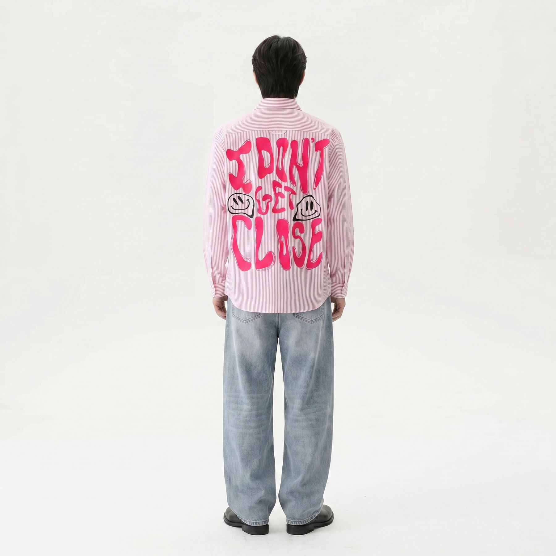 Voyd I don't get close Pink Stripe Shirt