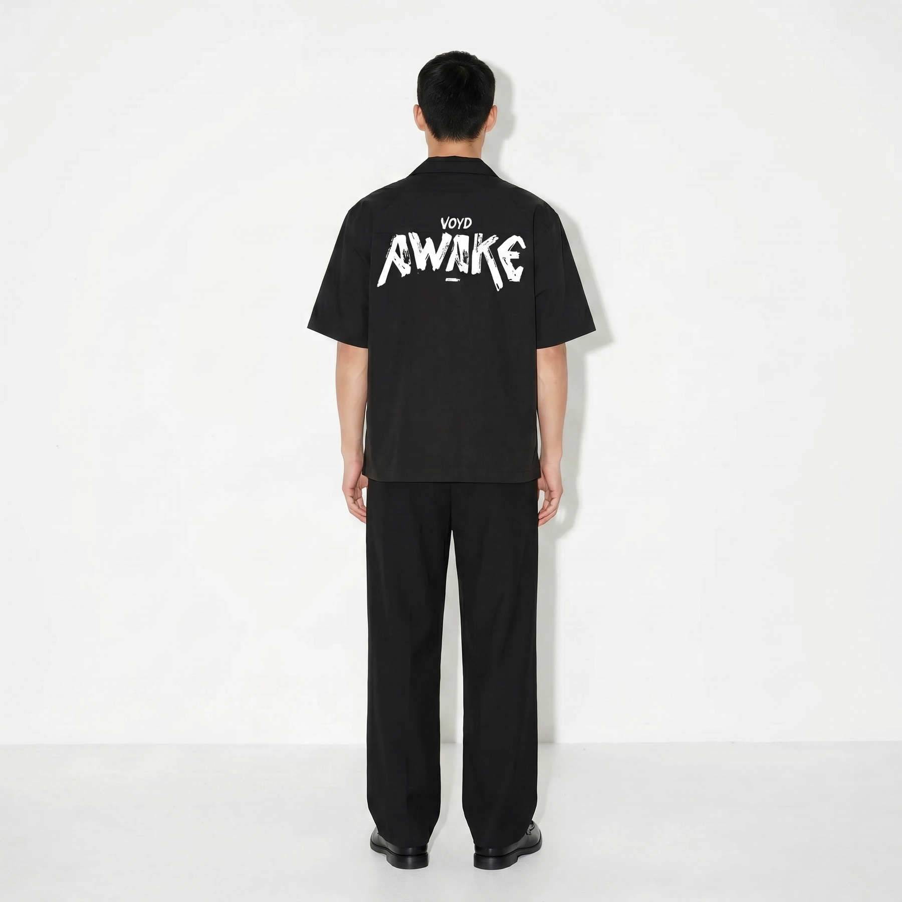 Void The Awake Pattern Black Bowling Shirt