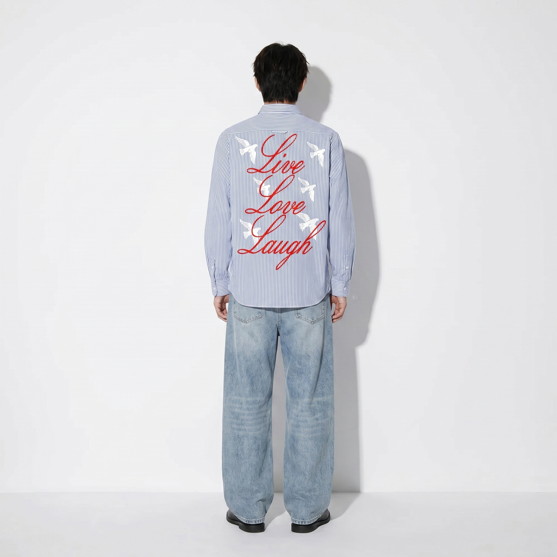 Voyd Love Laugh Blue Stripe Shirt
