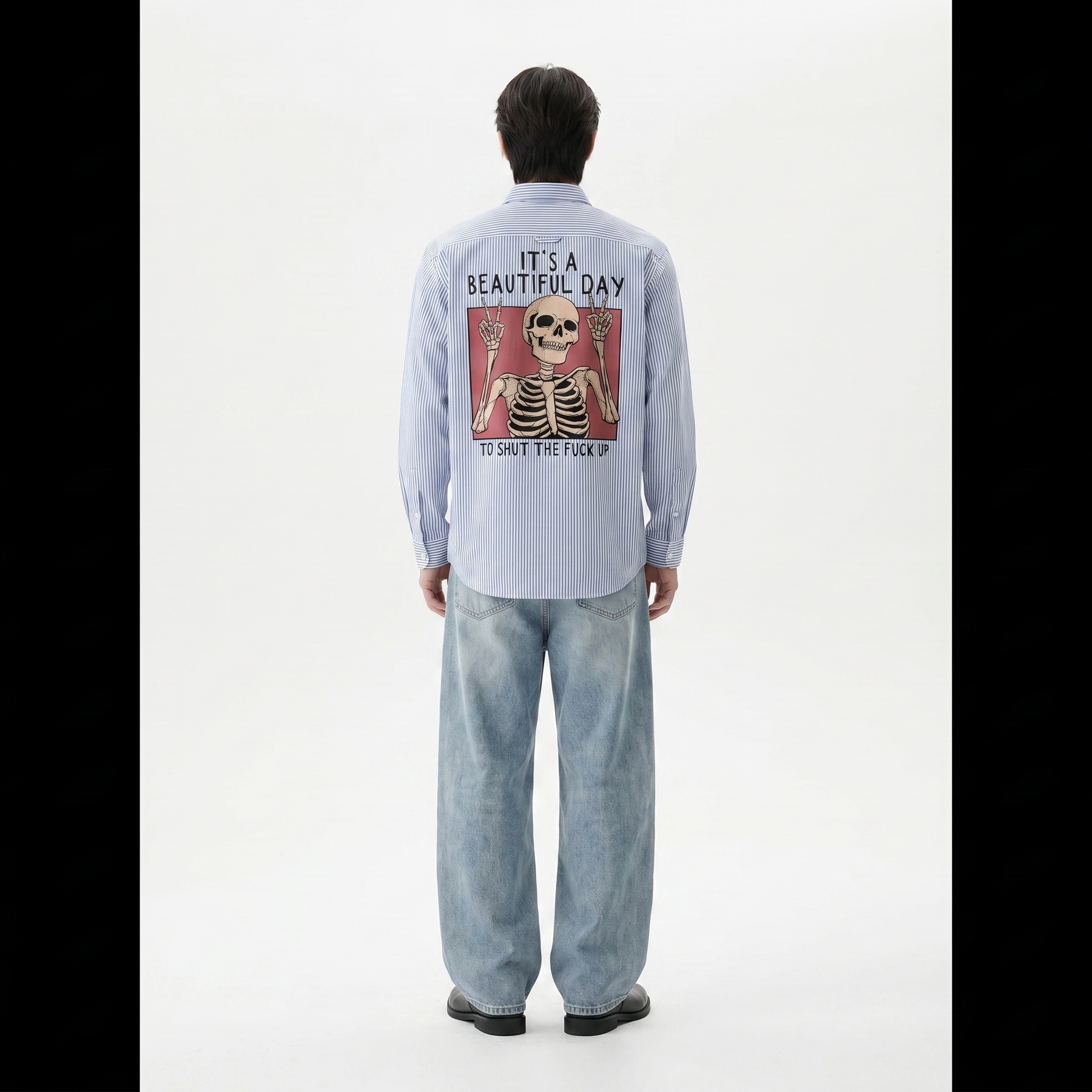 Voyd it's a Beautiful Day Blue Stripe Shirt
