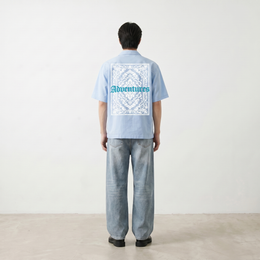 Void Ritual Print Ice Blue Bowling Shirt