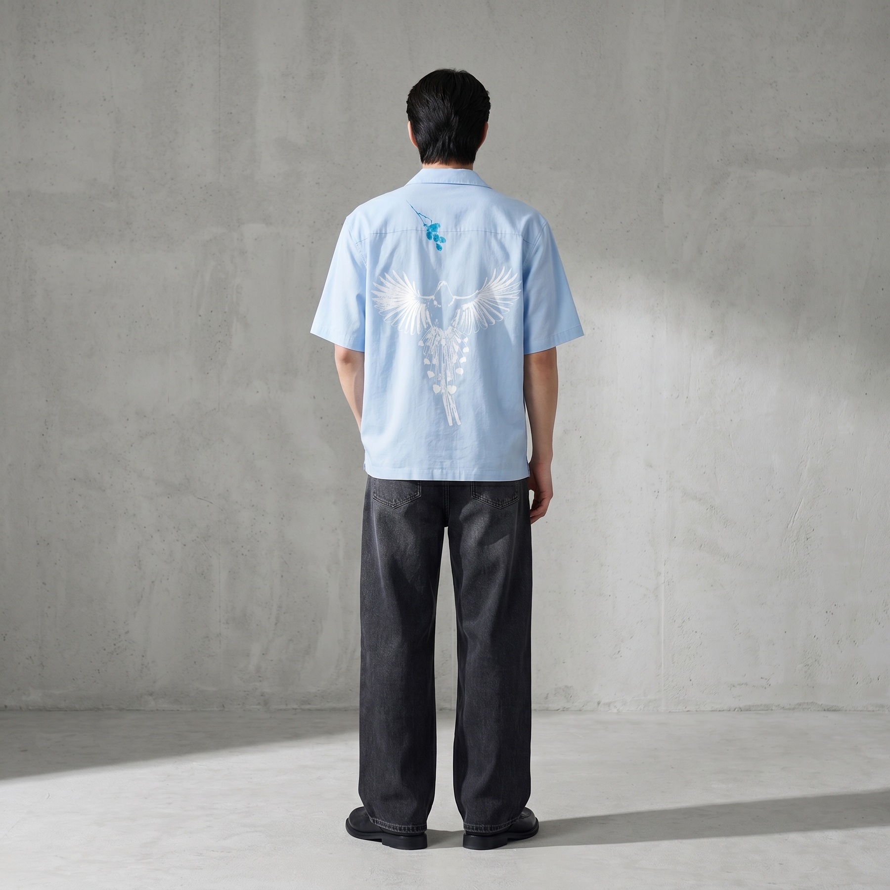 Void Obsidian Wings Ice Blue Bowling Shirt