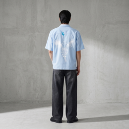 Void Obsidian Wings Ice Blue Bowling Shirt