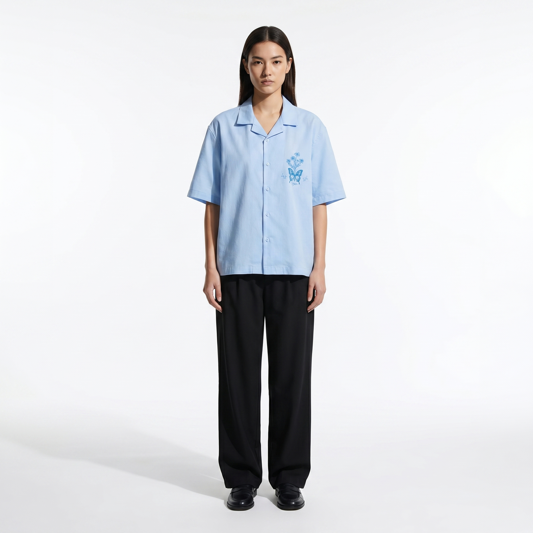 Void Blue Butterfly Ice Blue Bowling Shirt