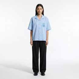 Void Blue Butterfly Ice Blue Bowling Shirt