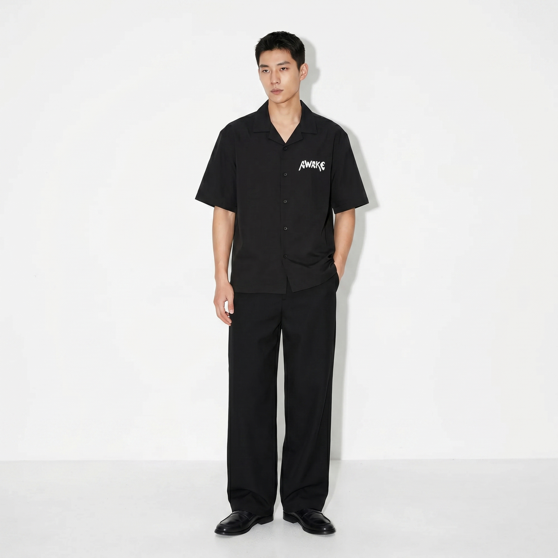 Void The Awake Pattern Black Bowling Shirt