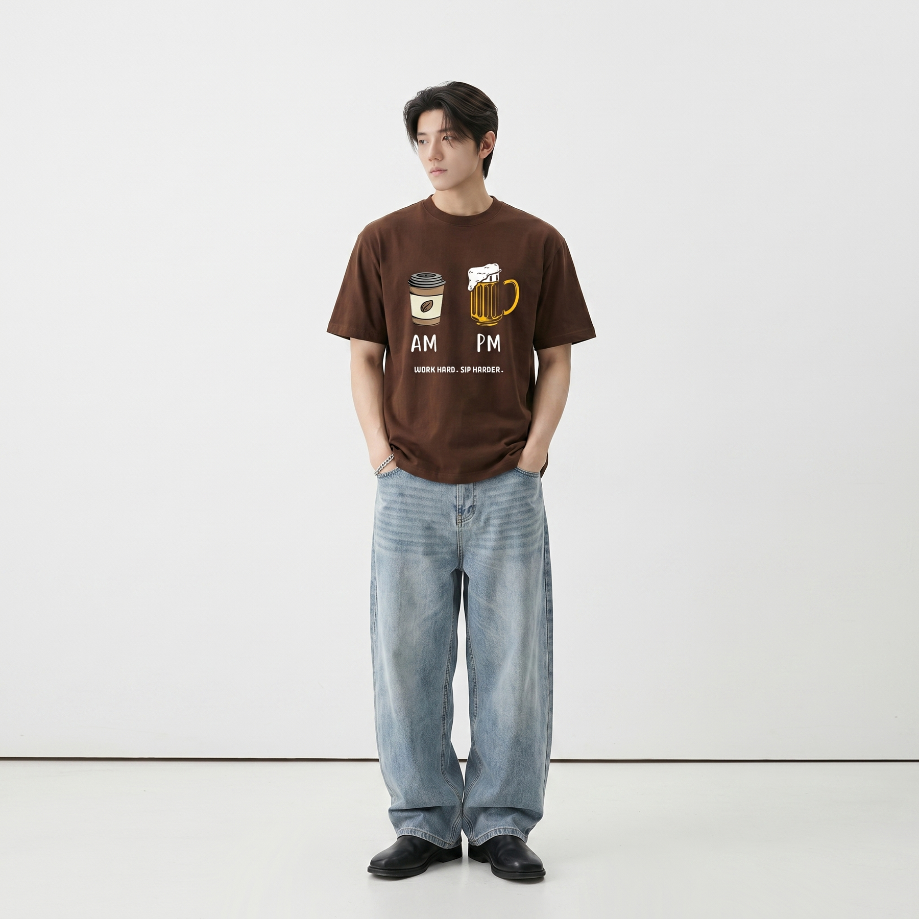 Voyd AM PM Routine Brown t-shirt