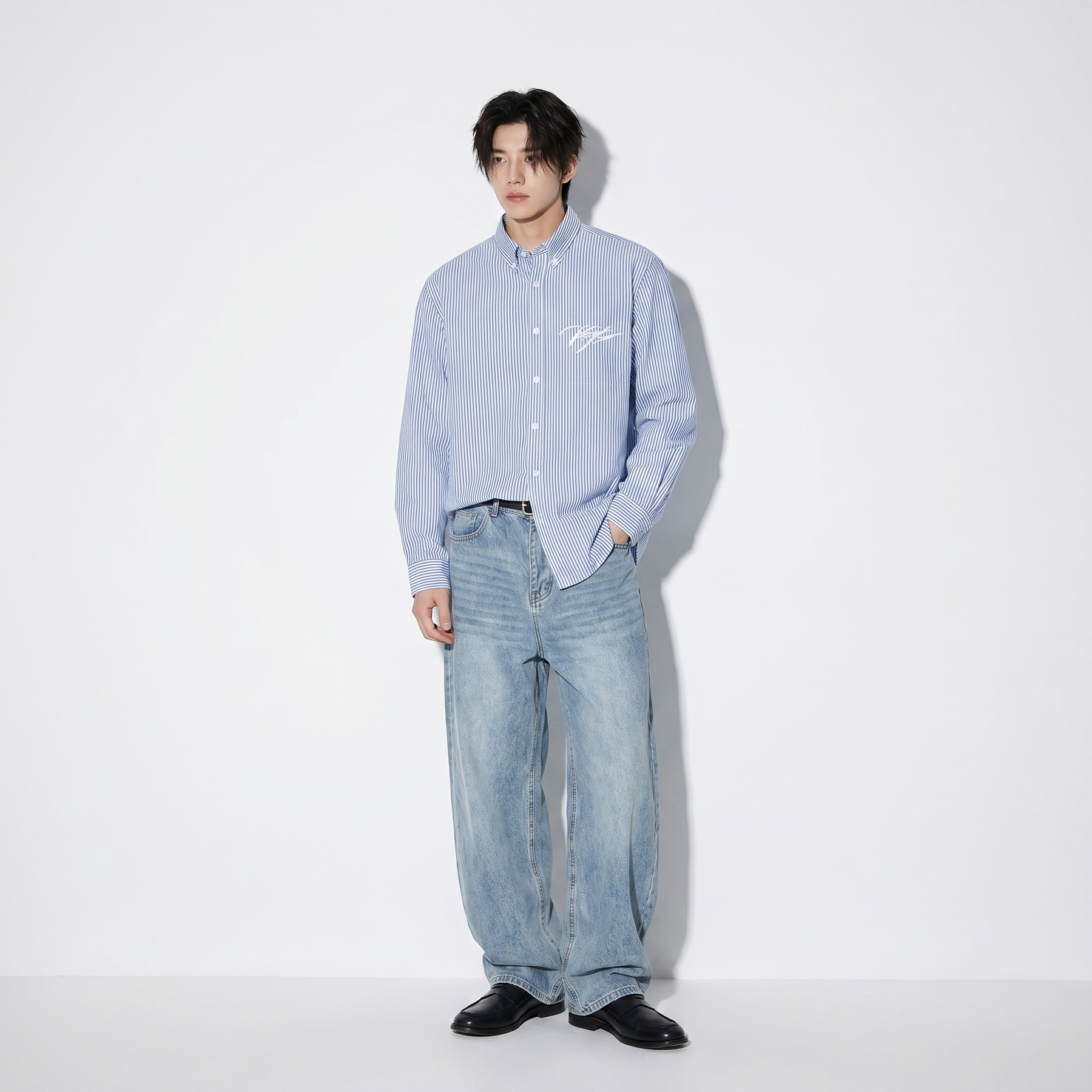 Voyd Go Big Or Go Home Blue Stripe Shirt