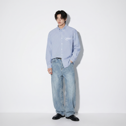 Voyd Go Big Or Go Home Blue Stripe Shirt