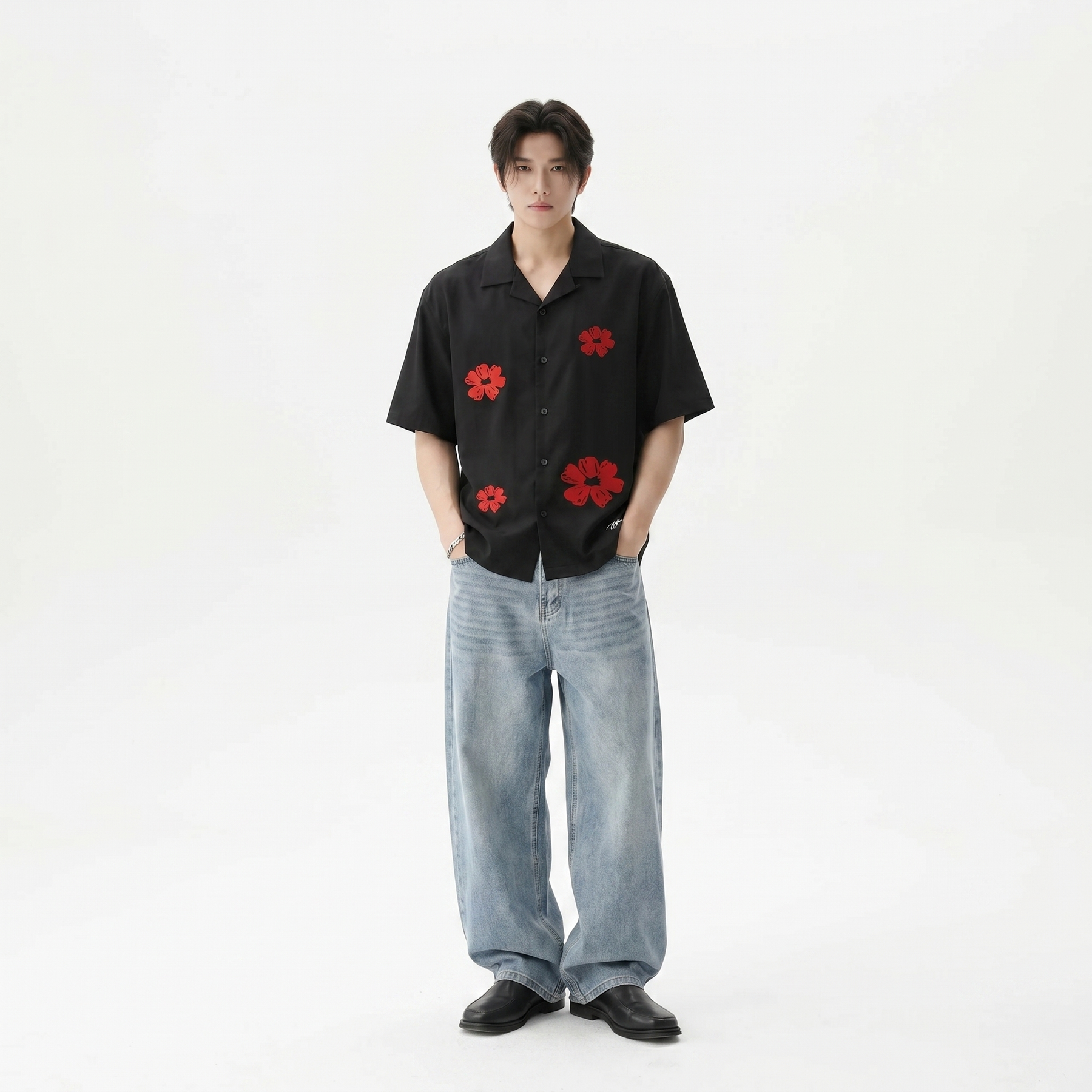 Void Elegy in Red Black Bowling Shirt