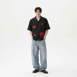 Void Elegy in Red Black Bowling Shirt