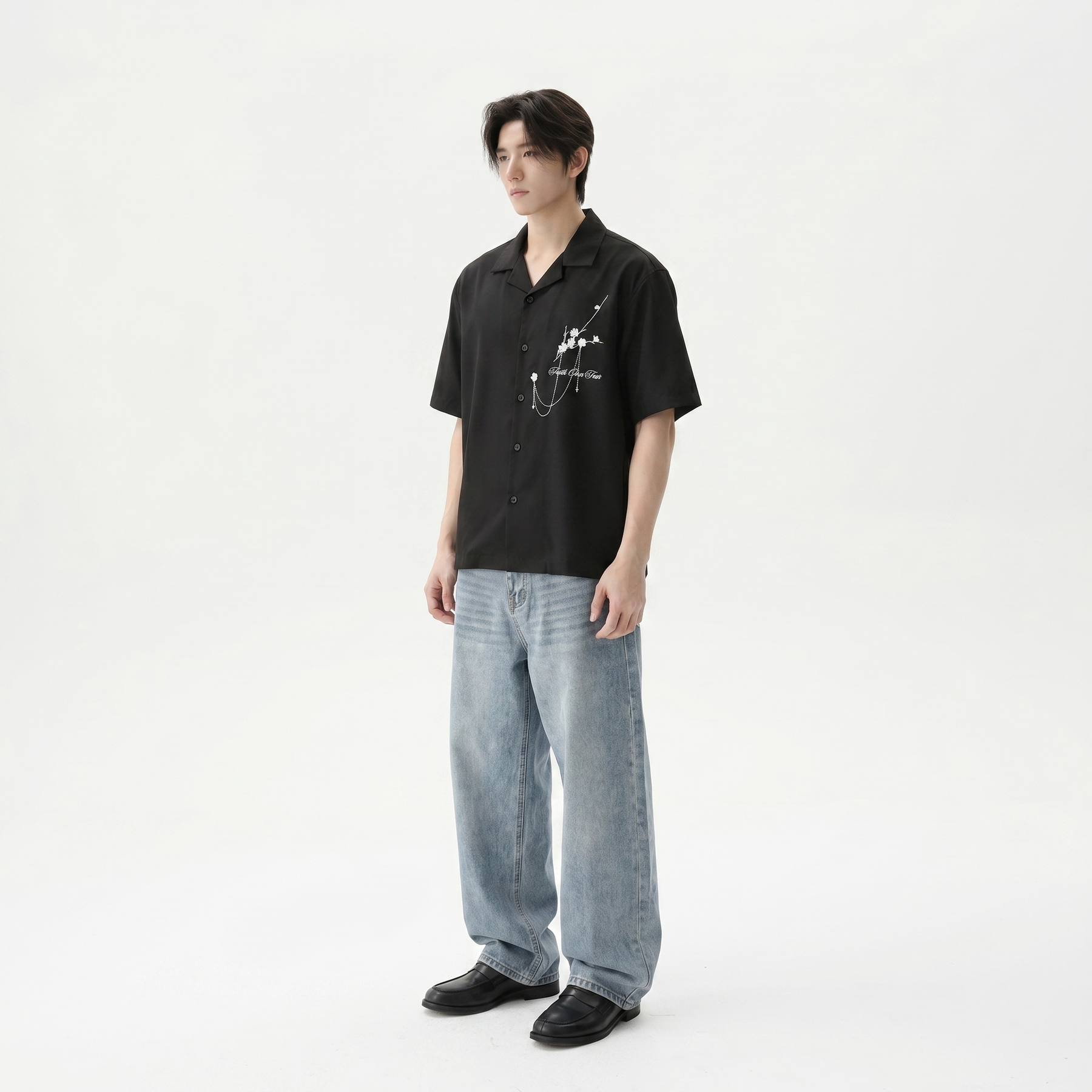 Void Bloom Club  Black Bowling Shirt