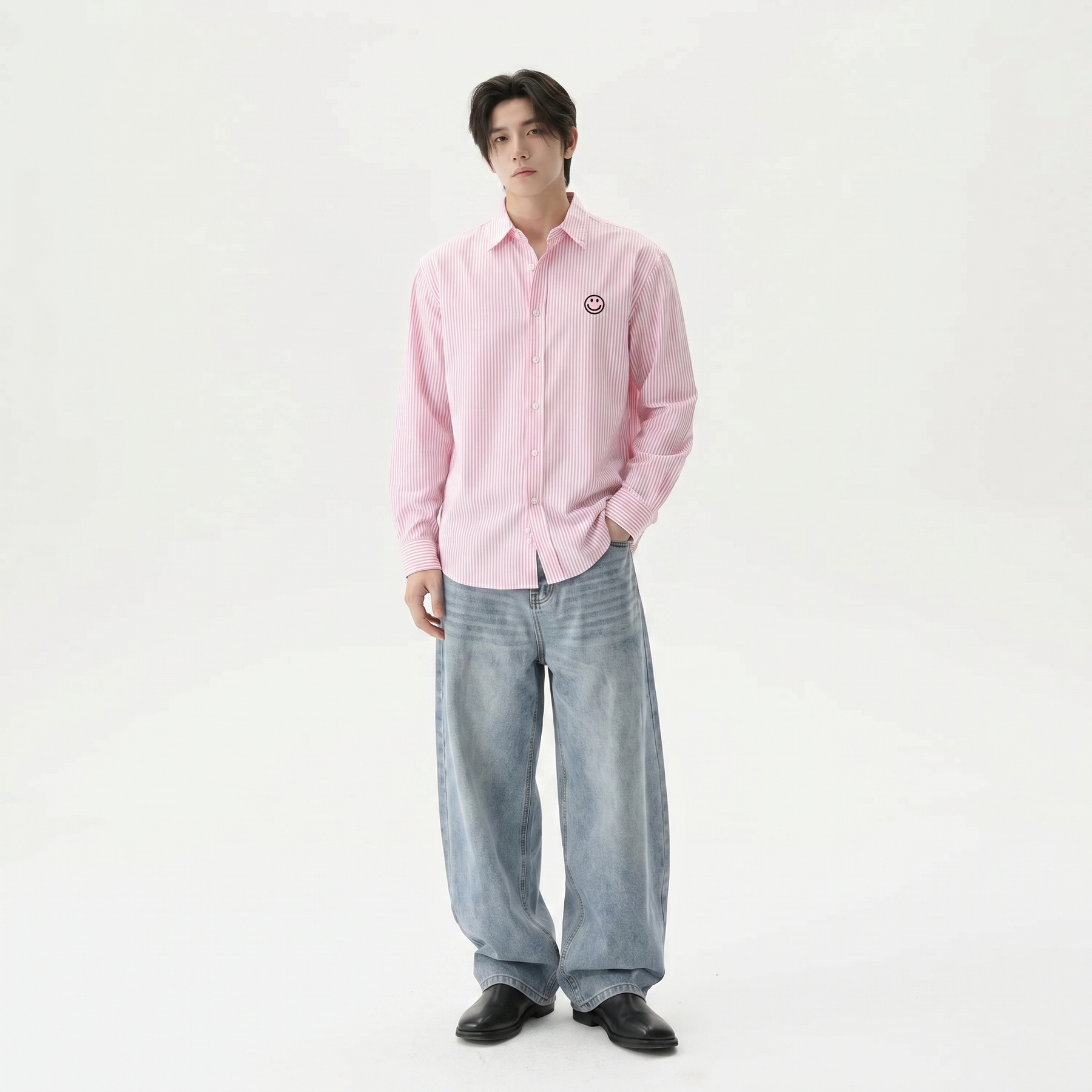 Voyd I don't get close Pink Stripe Shirt