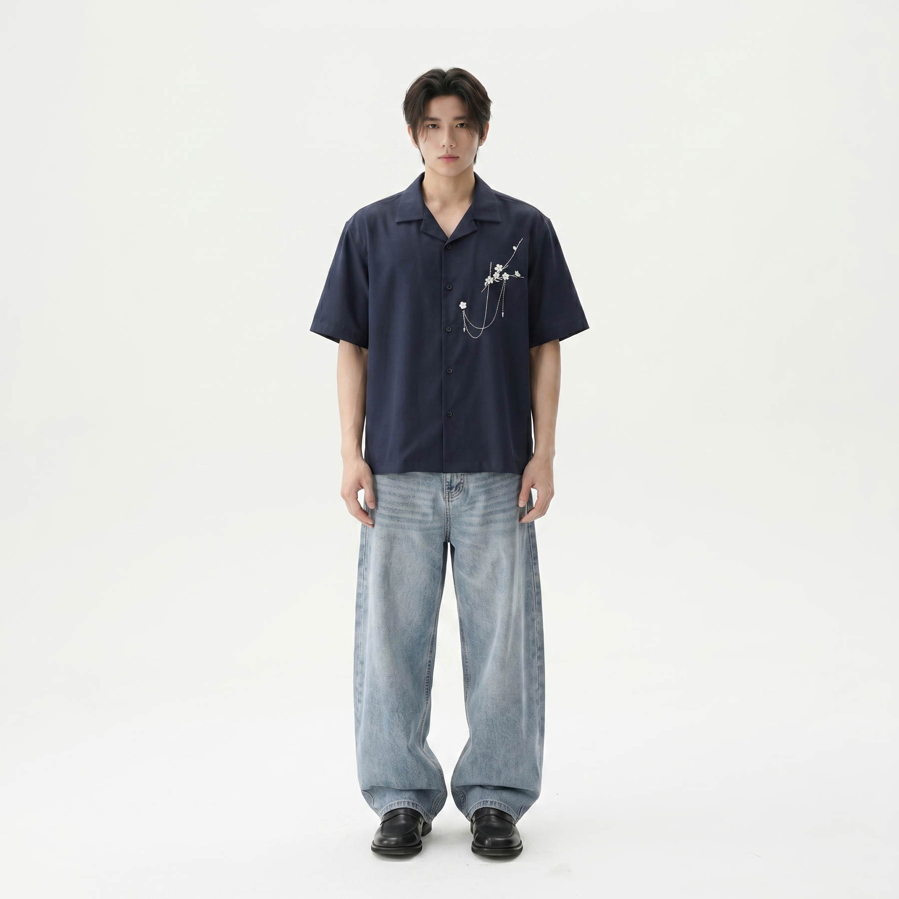 Void Bloom Club Blue Bowling Shirt