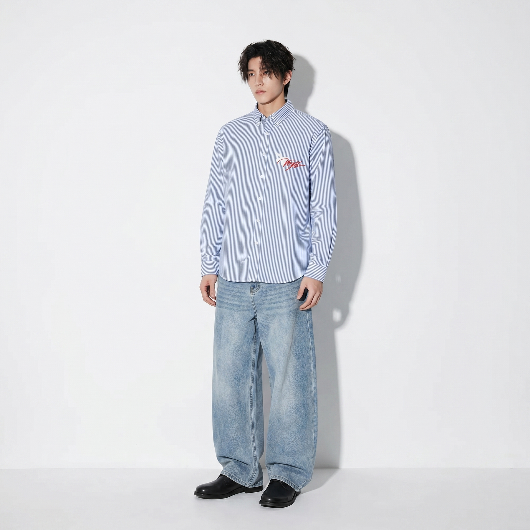 Voyd Love Laugh Blue Stripe Shirt