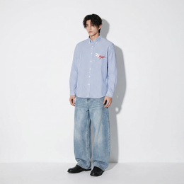 Voyd Love Laugh Blue Stripe Shirt