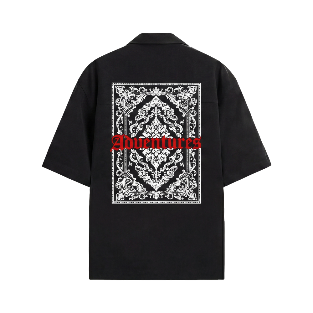 Void Ritual Print Black Bowling Shirt