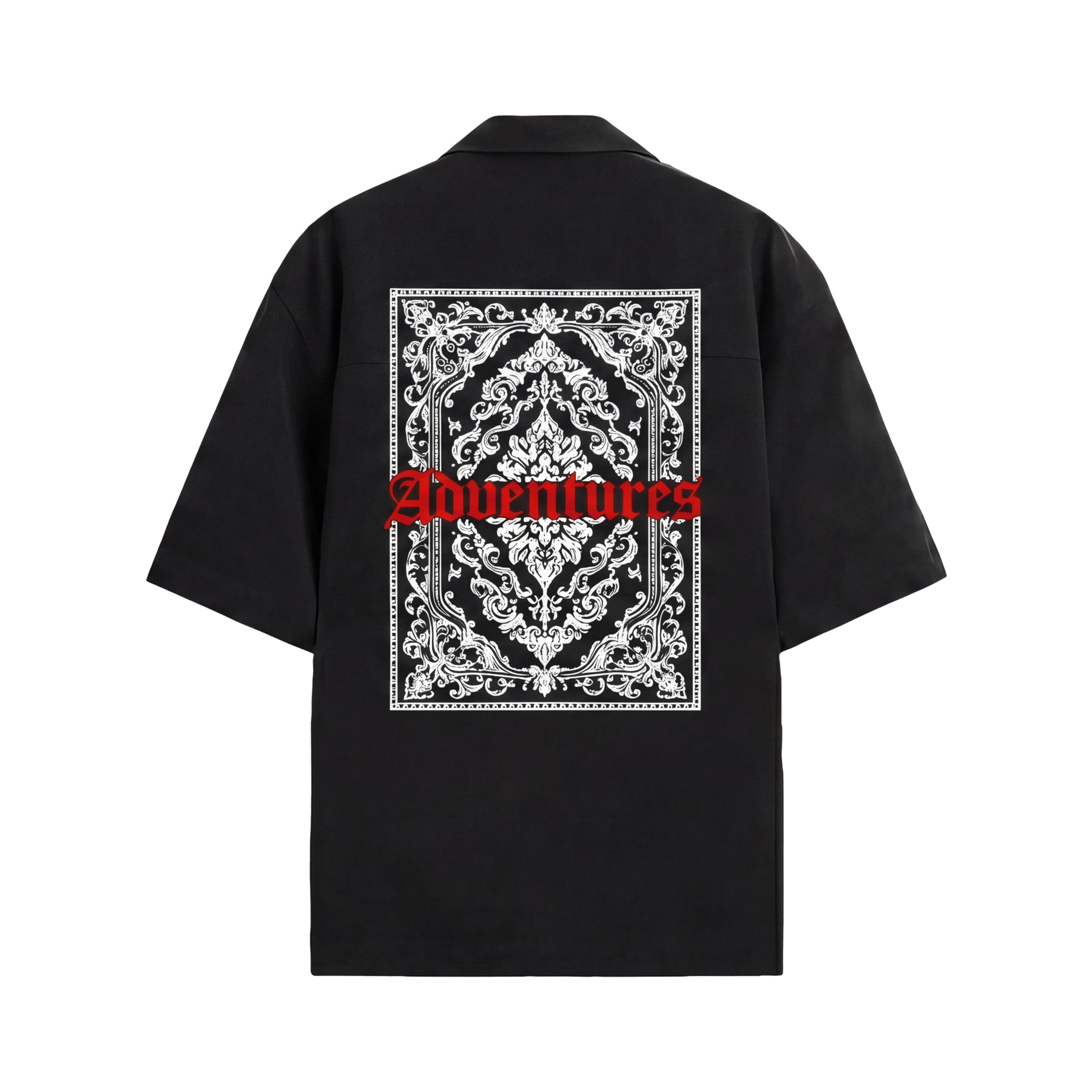 Void Ritual Print Black Bowling Shirt