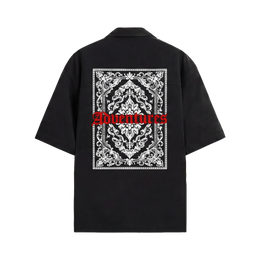Void Ritual Print Black Bowling Shirt