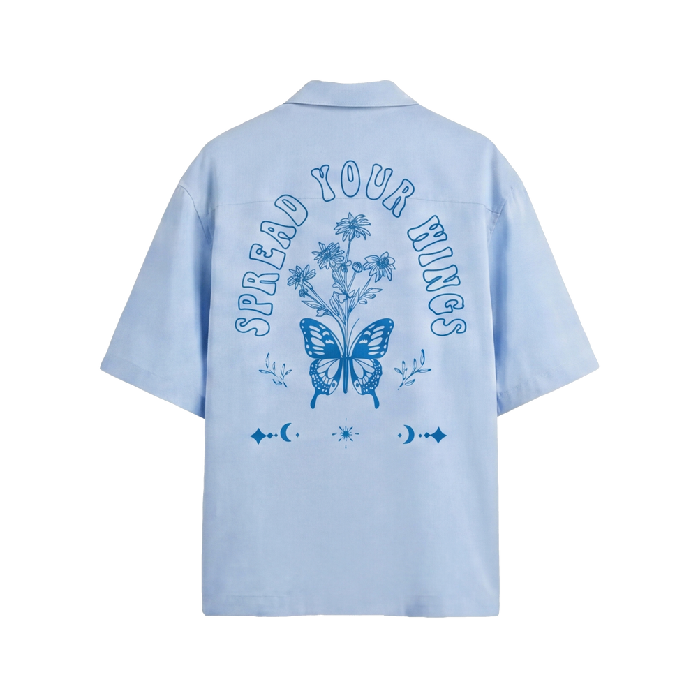 Void Blue Butterfly Ice Blue Bowling Shirt