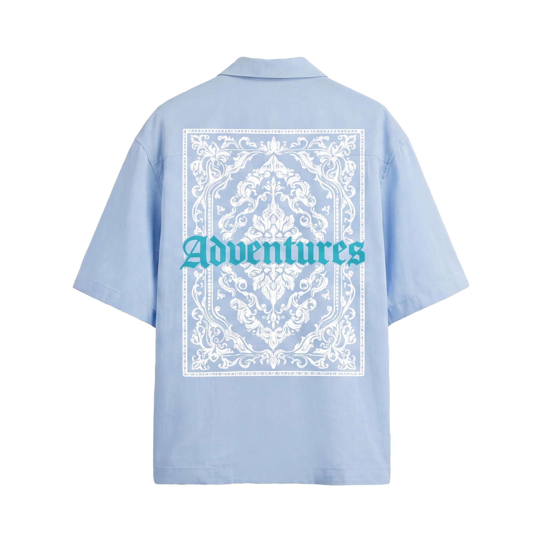 Void Ritual Print Ice Blue Bowling Shirt