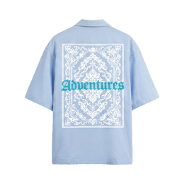 Void Ritual Print Ice Blue Bowling Shirt
