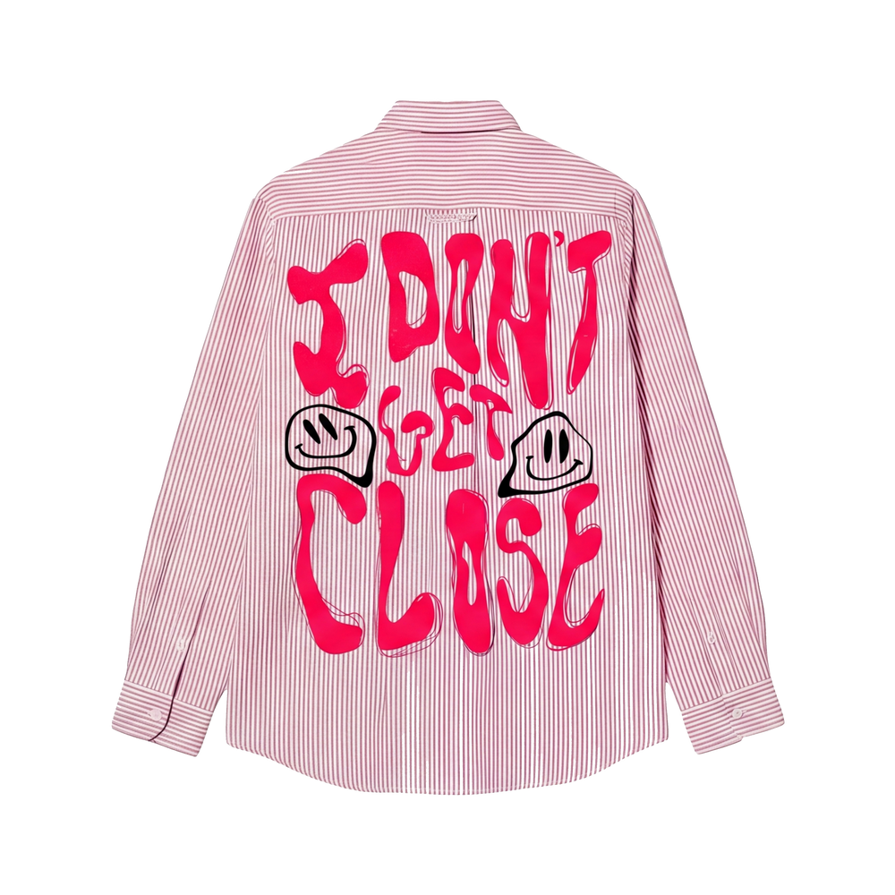 Voyd I don't get close Pink Stripe Shirt